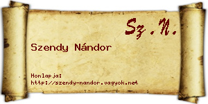 Szendy Nándor névjegykártya